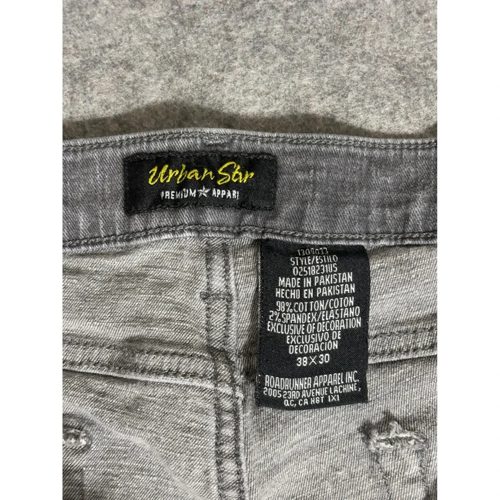 Urban Star Mens Gray Stretch Denim Jeans 38x30‎ Straight Leg 02518231US